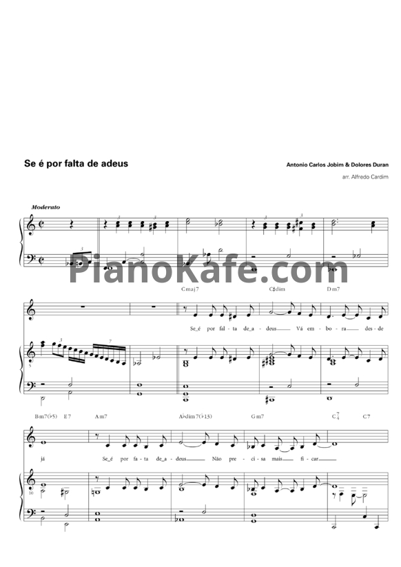 Ноты Antonio Carlos Jobim & Dolores Duran - Se é por falta de adeus - PianoKafe.com