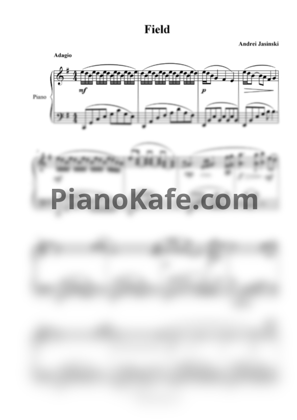 Ноты Andrew Jasinski - Field - PianoKafe.com