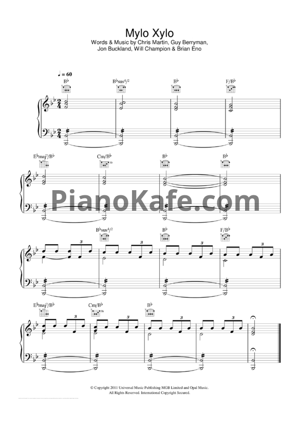 Ноты Coldplay - Mylo Xyloto - PianoKafe.com