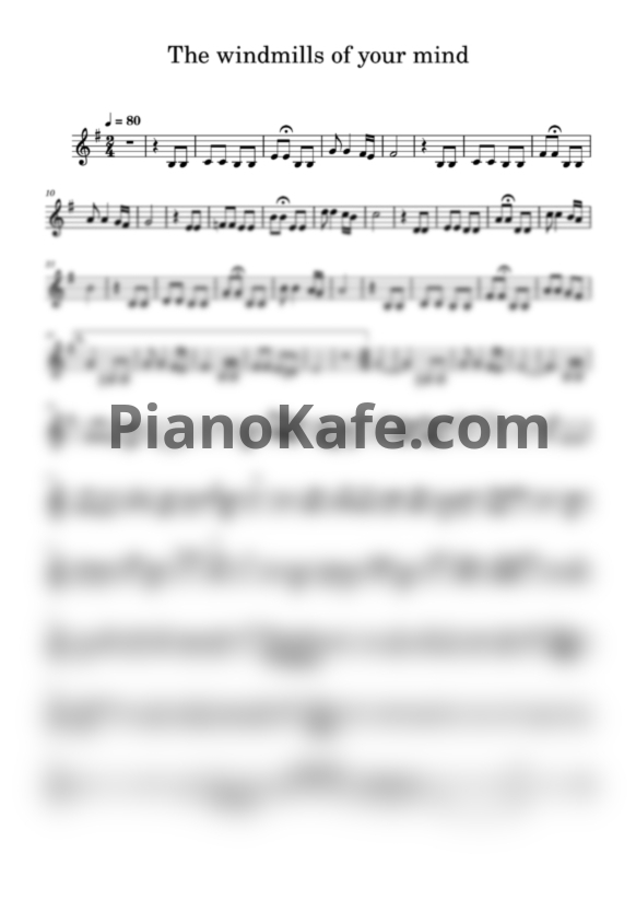 Ноты Michel Legrand - The windmills of your mind (Переложение для трубы) - PianoKafe.com