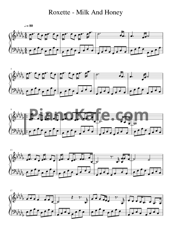 Ноты Roxette - Milk and toast and honey (Версия 2) - PianoKafe.com