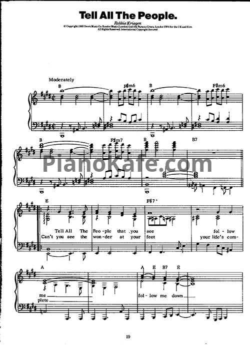 Ноты The Doors - Tell all the people (Piano solo) - PianoKafe.com