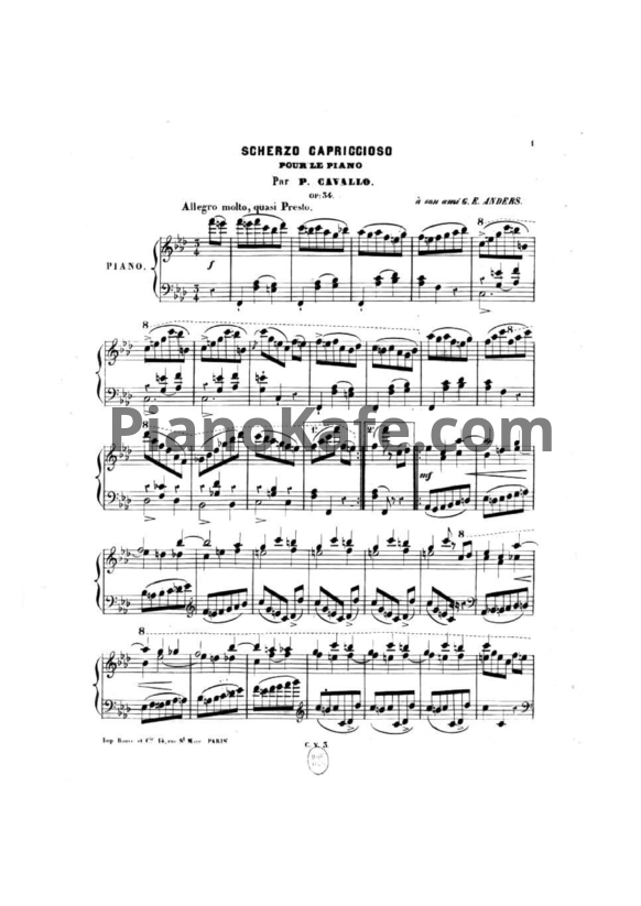 Ноты Peter Cavallo - Scherzo capriccioso, Op. 34 - PianoKafe.com