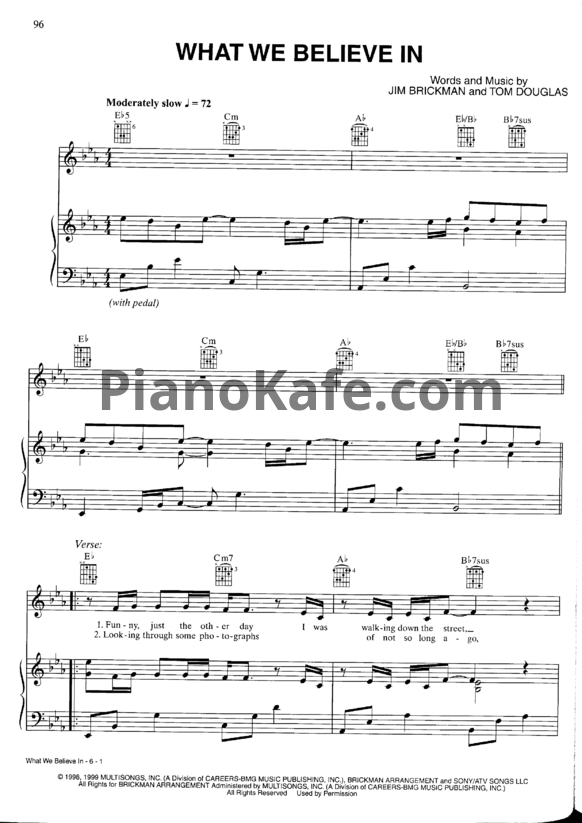 Ноты Jim Brickman - What we believe in - PianoKafe.com