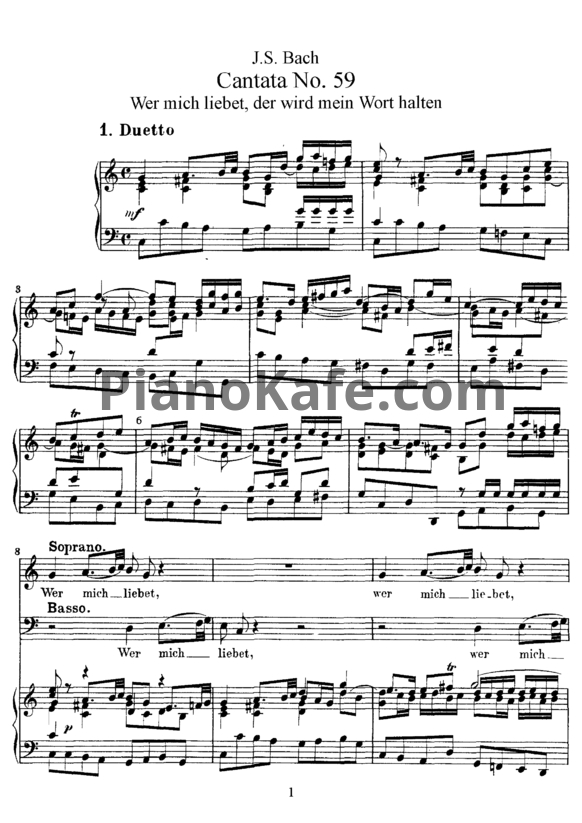 Ноты И. Бах - Кантата №59 "Wer mich liebet, der wird mein wort halten" (BWV 59) - PianoKafe.com