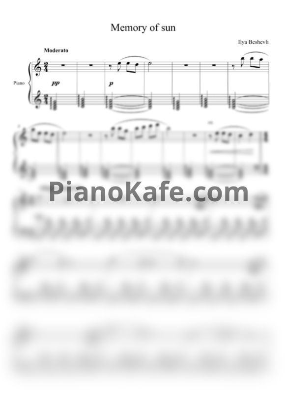 Ноты Ilya Beshevli - Memory of sun - PianoKafe.com