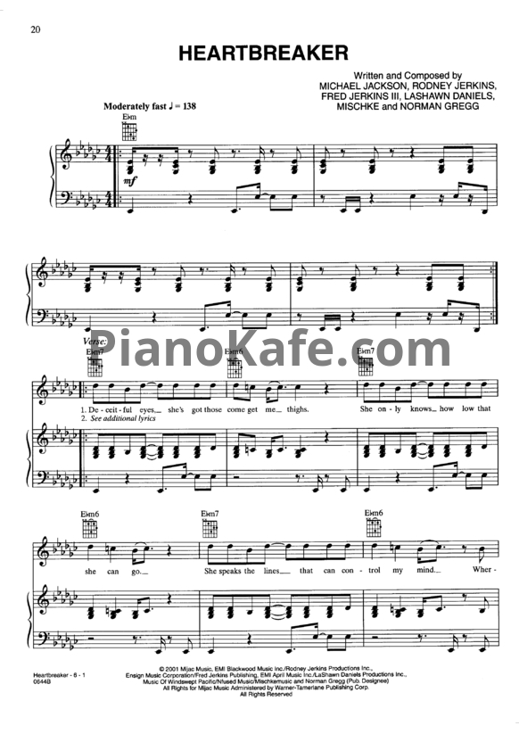 Ноты Michael Jackson - Heartbreaker - PianoKafe.com