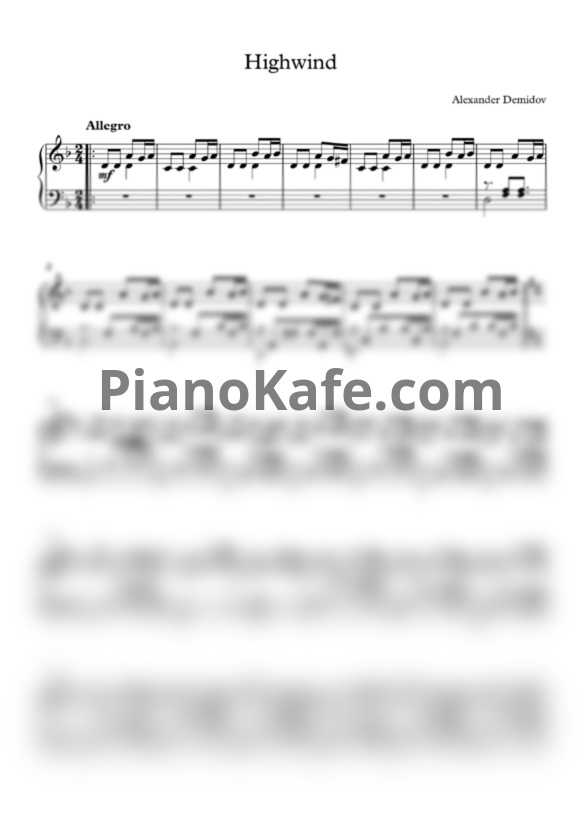 Ноты Alexander Demidov - Highwind - PianoKafe.com