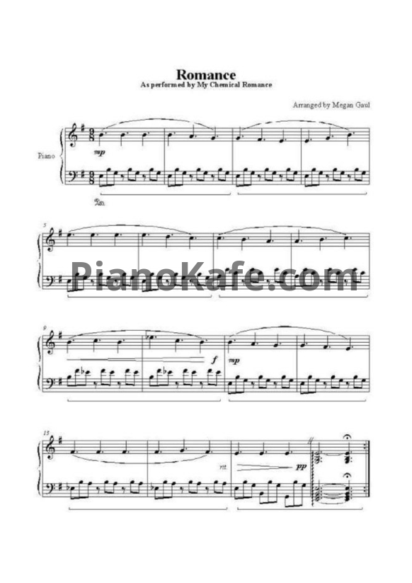 Ноты My Chemical Romance - Romance - PianoKafe.com