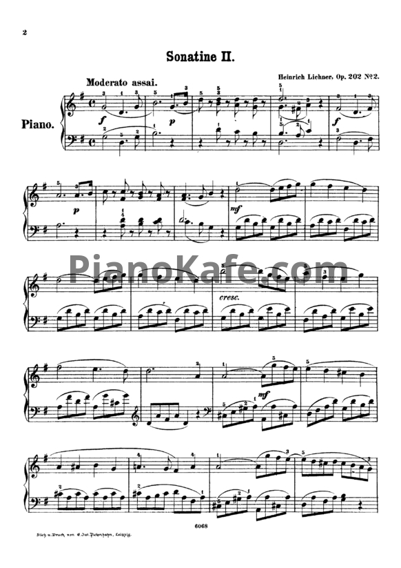 Ноты Генрих Лихнер - Сонатина (Op. 202 №2) - PianoKafe.com