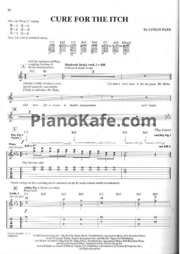 Ноты Linkin Park - Cure for the Itch - PianoKafe.com