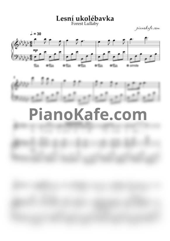Ноты Brandon Fiechter - Lesní ukolébavka Forest Lullaby (Czech song) - PianoKafe.com