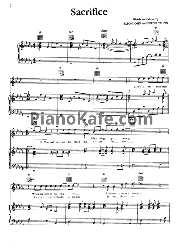 Ноты Elton John - Sacrifice - PianoKafe.com