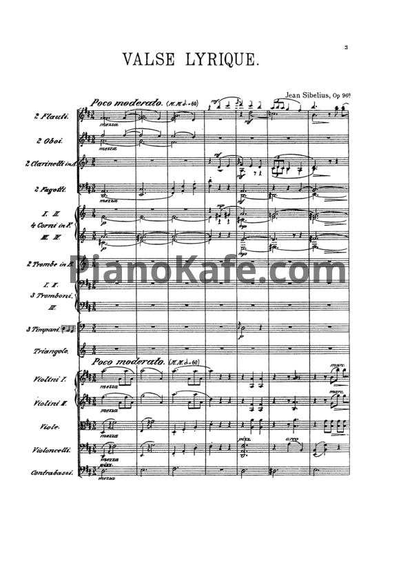 Ноты Ян Сибелиус - Лирический вальс для оркестра (Op. 96a, партитура) - PianoKafe.com