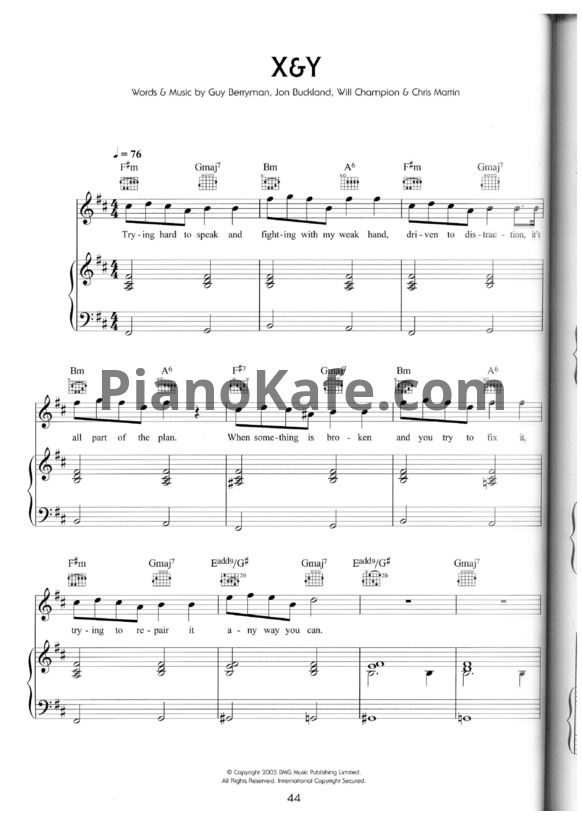 Ноты Coldplay - X&Y - PianoKafe.com