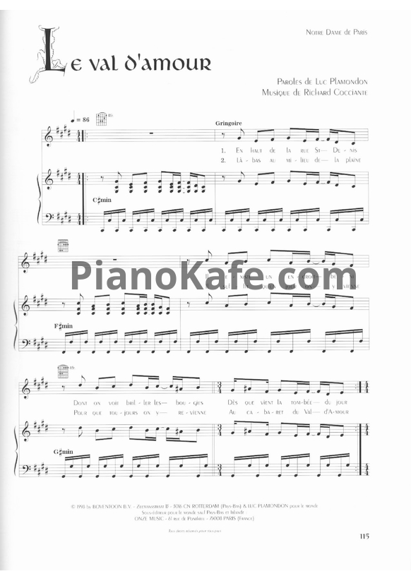 Ноты Riccardo Cocciante - Le val d'amour - PianoKafe.com