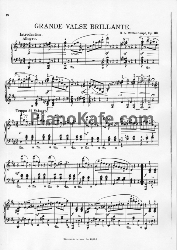 Ноты Герман Волленгаупт - Большой блестящий вальс (Соч. 33) - PianoKafe.com