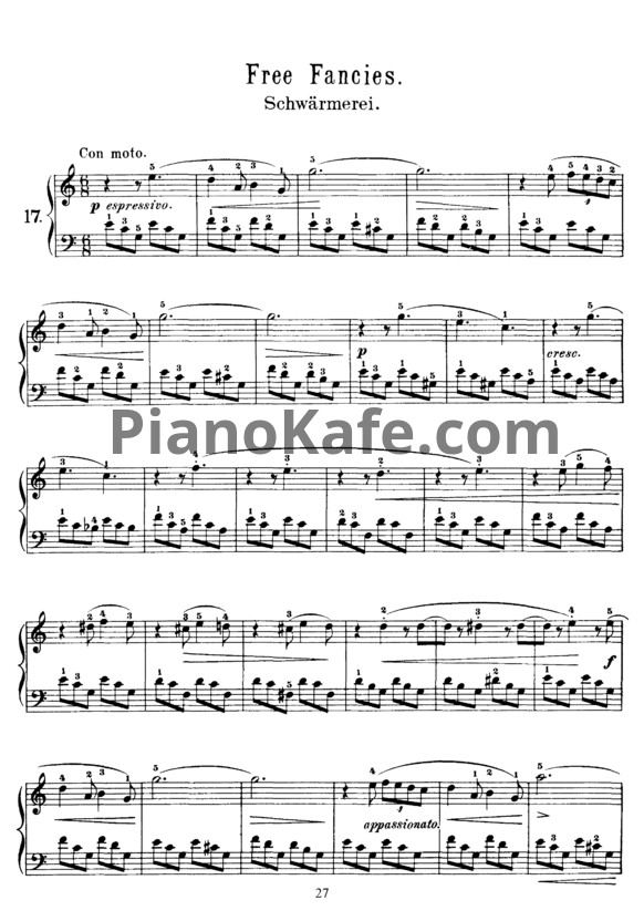 Ноты Корнелиус Гурлитт - Free fancies (Op. 101, №17) - PianoKafe.com