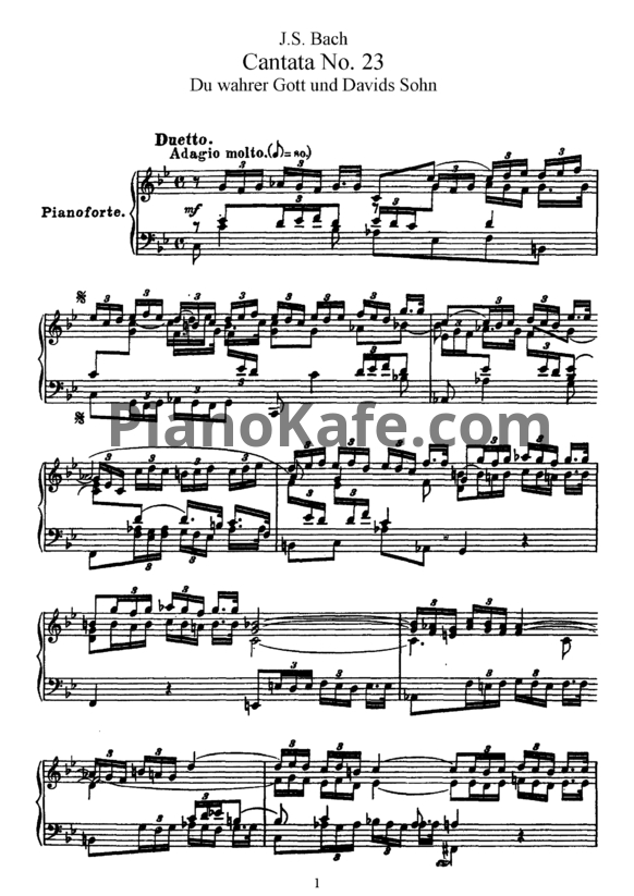 Ноты И. Бах - Кантата №23 "Du wahrer gott und Davids Sohn" (BWV 23) - PianoKafe.com