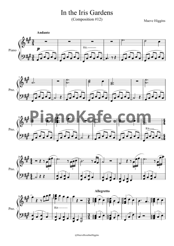 Ноты Maeve Higgins - In the Iris Gardens (Composition #12) - PianoKafe.com