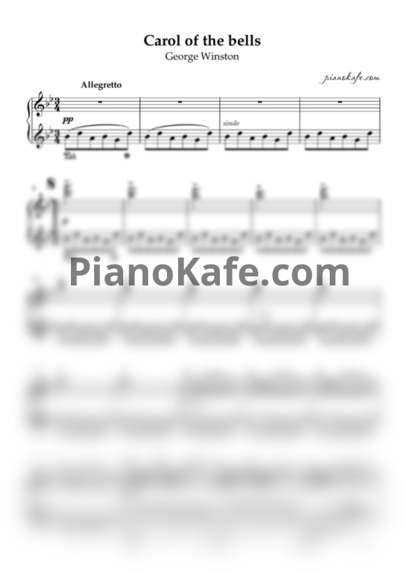 Ноты George Winston - Carol of the bells - PianoKafe.com