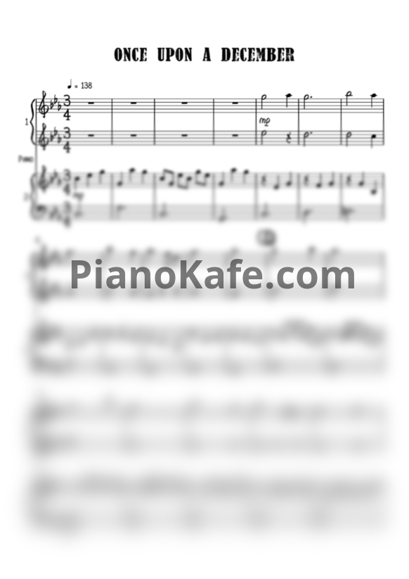 Ноты Stephen Flaherty - Once upon a december (для фортепиано в 4 руки) - PianoKafe.com