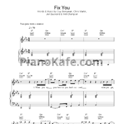 Ноты Coldplay - Fix you - предпросмотр