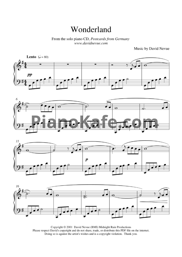 Ноты David Nevue - Wonderland - PianoKafe.com