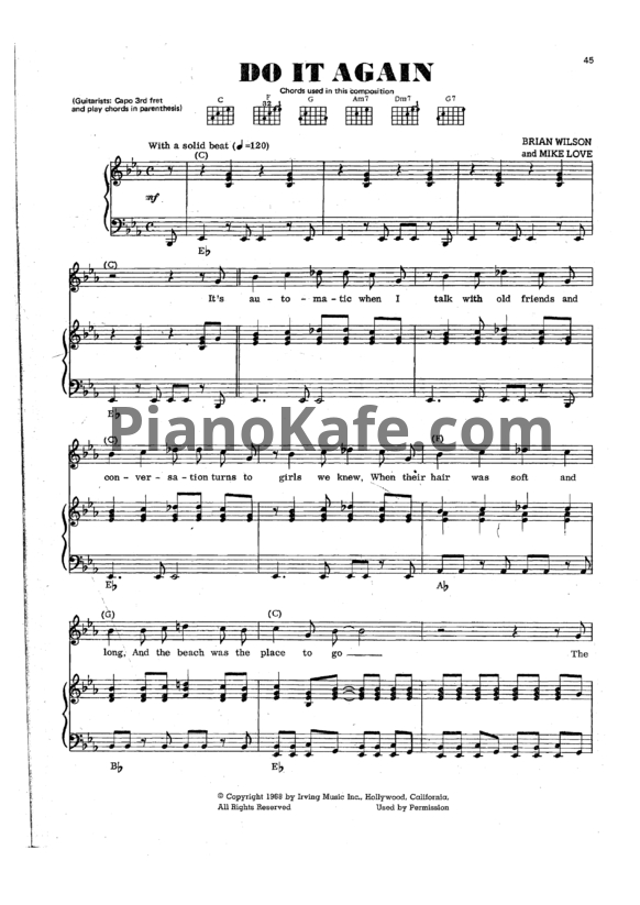 Ноты The Beach Boys - Do it again - PianoKafe.com