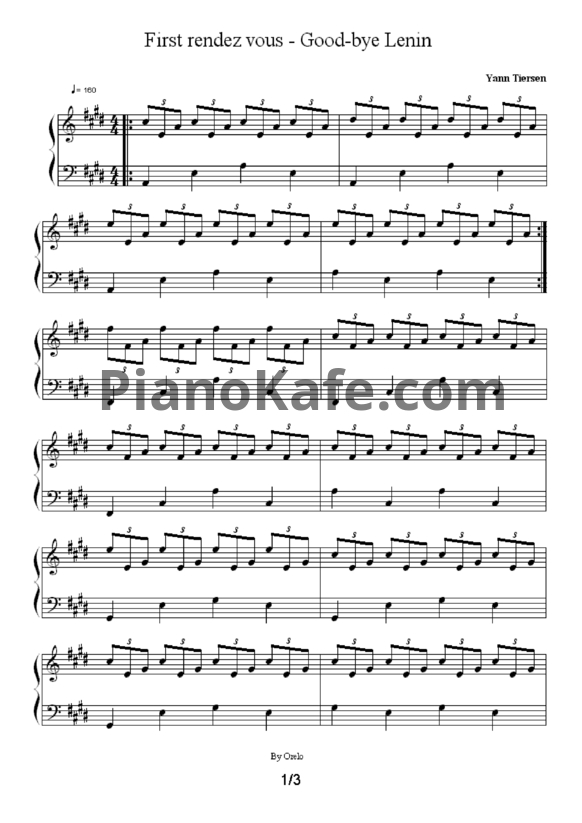 Ноты Yann Tiersen - First Rendez vous - PianoKafe.com