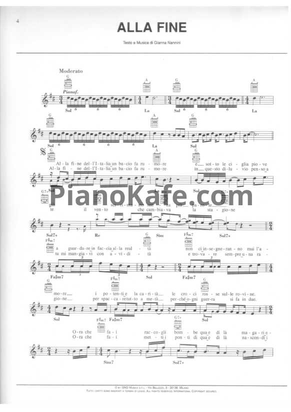 Ноты Gianna Nannini - Alla fine - PianoKafe.com