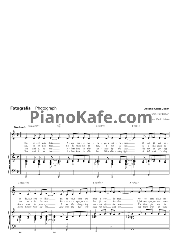 Ноты Antonio Carlos Jobim - Photograph - PianoKafe.com