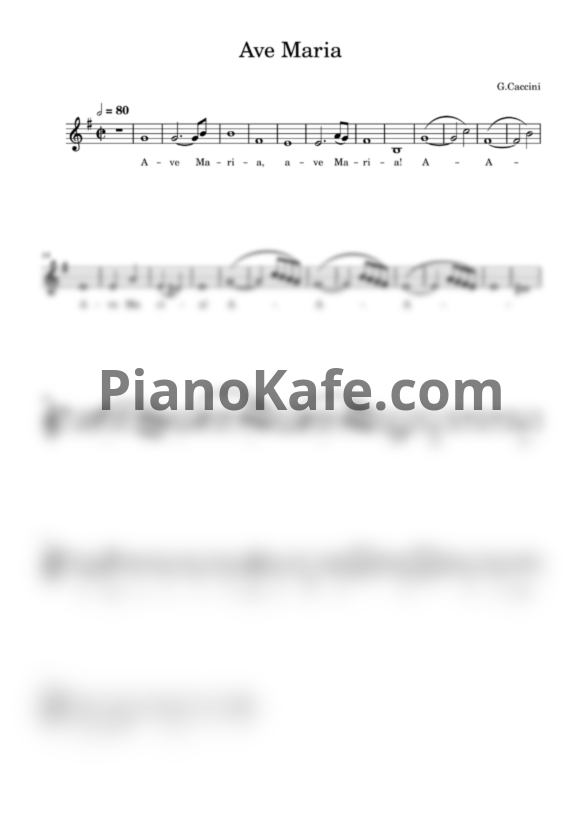 Ноты Giulio Caccini - Ave Maria (Вокальная партия) - PianoKafe.com