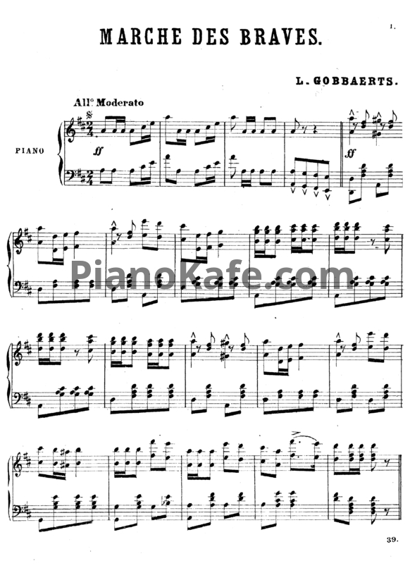 Ноты Л. Гоббартс - Марш храбрецов для фортепиано - PianoKafe.com