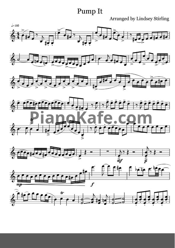 Ноты Lindsey Stirling - Pump it - PianoKafe.com