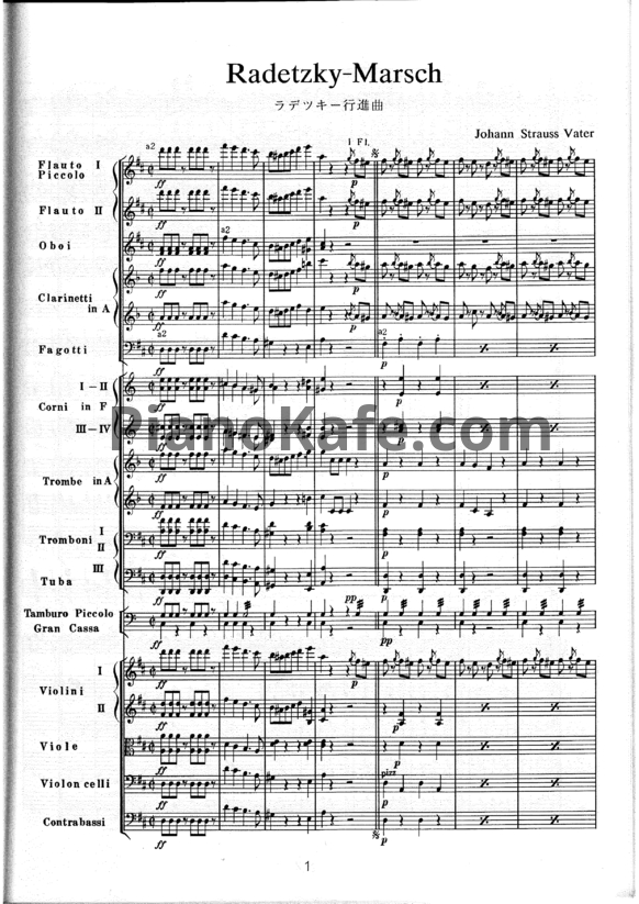 Ноты Иоганн Штраус - Марш Радецкого (Партитура, Op. 228) - PianoKafe.com