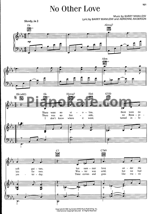 Ноты Barry Manilow - No other love - PianoKafe.com