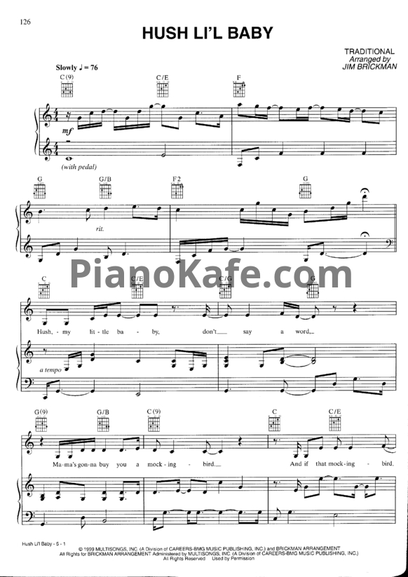 Ноты Jim Brickman - Hush little baby - PianoKafe.com