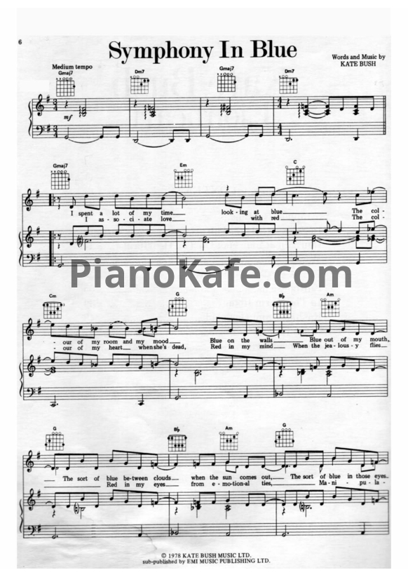 Ноты Kate Bush - Lionheart (Книга нот) - PianoKafe.com