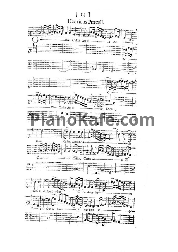 Ноты Генри Пёрселл - Элегия "O dive custos Auriacae domus" (Z 504) - PianoKafe.com