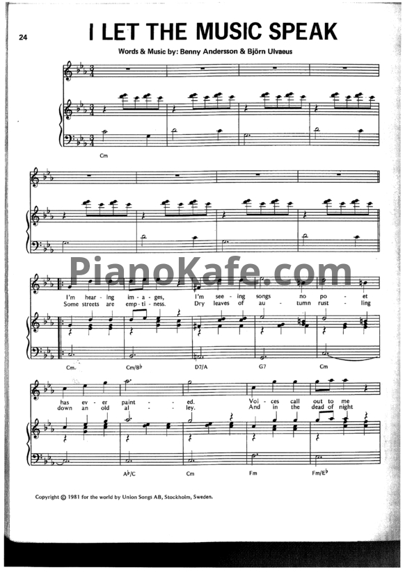 Ноты ABBA - I let the music speak - PianoKafe.com