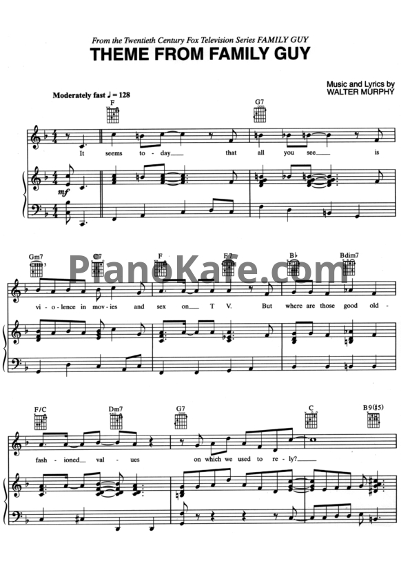 Ноты Walter Murphy - Family guy theme - PianoKafe.com