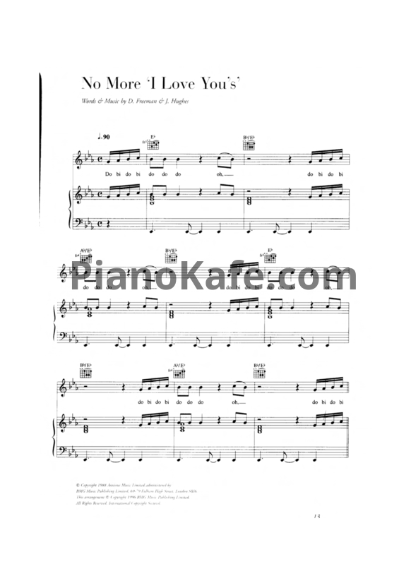 Ноты Annie Lennox - No more "I love you's" - PianoKafe.com