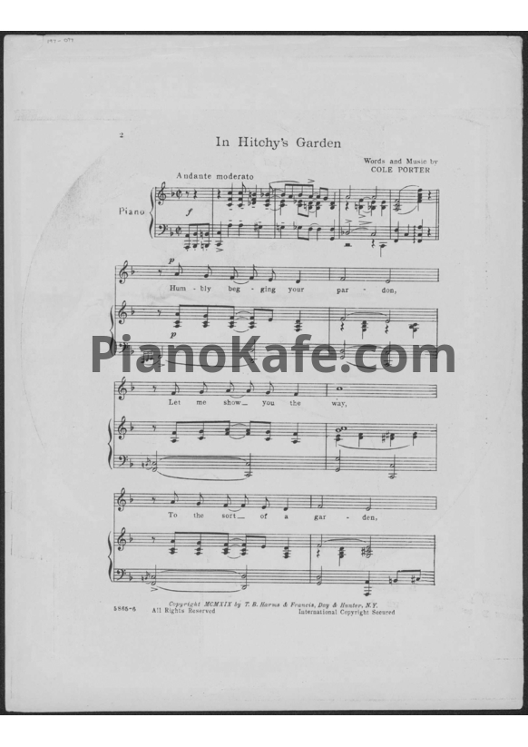 Ноты Cole Porter - In Hitchy's garden - PianoKafe.com