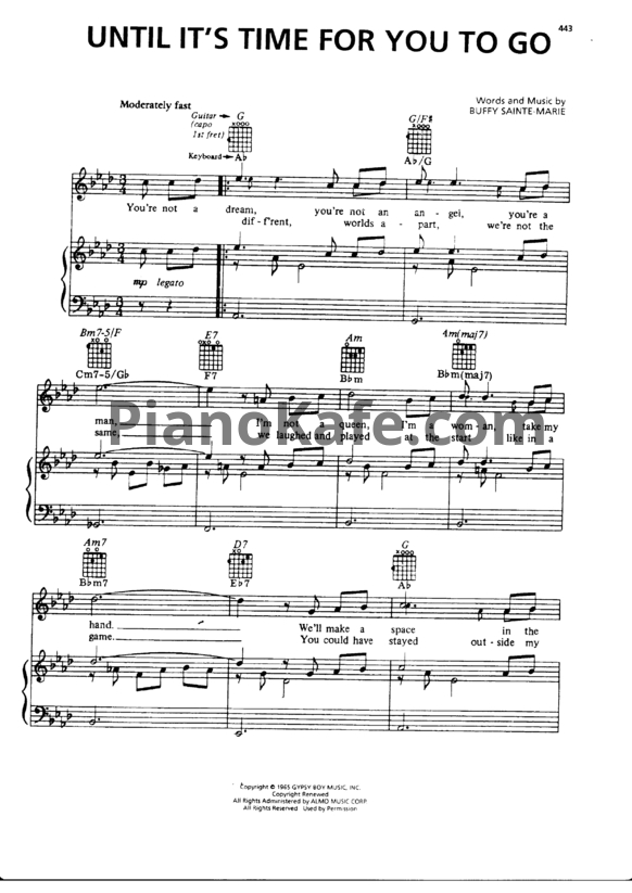 Ноты Elvis Presley - Until it's time for you to go (Версия 2) - PianoKafe.com