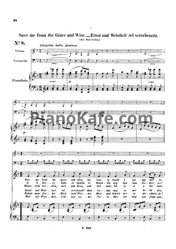 Ноты Л. В. Бетховен - "Save me from the grave and wise" № 8 из сборника "12 Ирландских песен" (12 Irish songs) (WOO 154/ 8) - PianoKafe.com