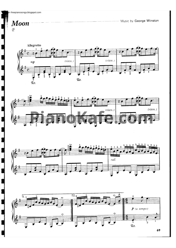 Ноты George Winston - Moon - PianoKafe.com