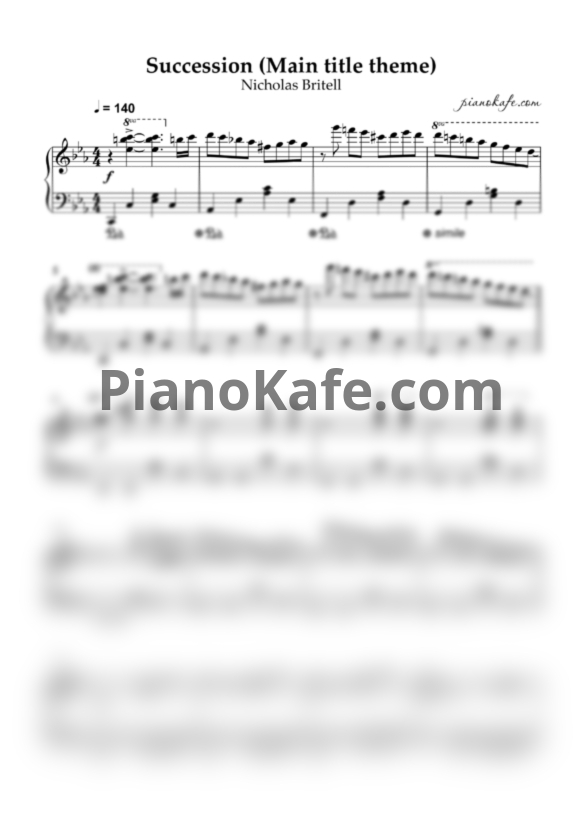 Ноты Nicholas Britell - Succession (Main title theme). Easy piano cover - PianoKafe.com