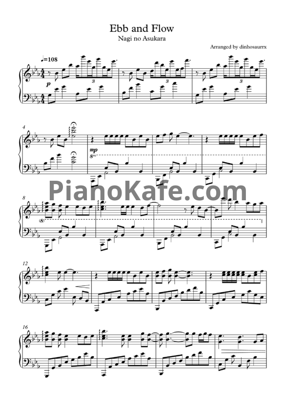 Ноты Ray - Ebb and flow - PianoKafe.com