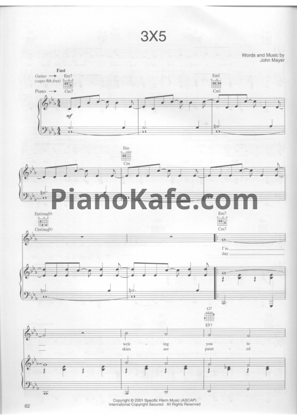 Ноты John Mayer - 3x5 - PianoKafe.com